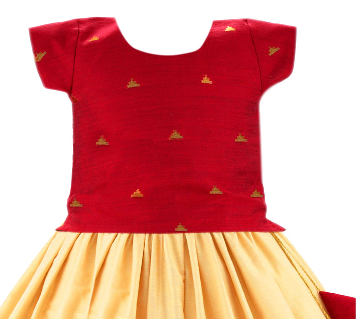 Gold & Meroon Combo Traditional Sleeveless Cotton silk Lehenga Choli S