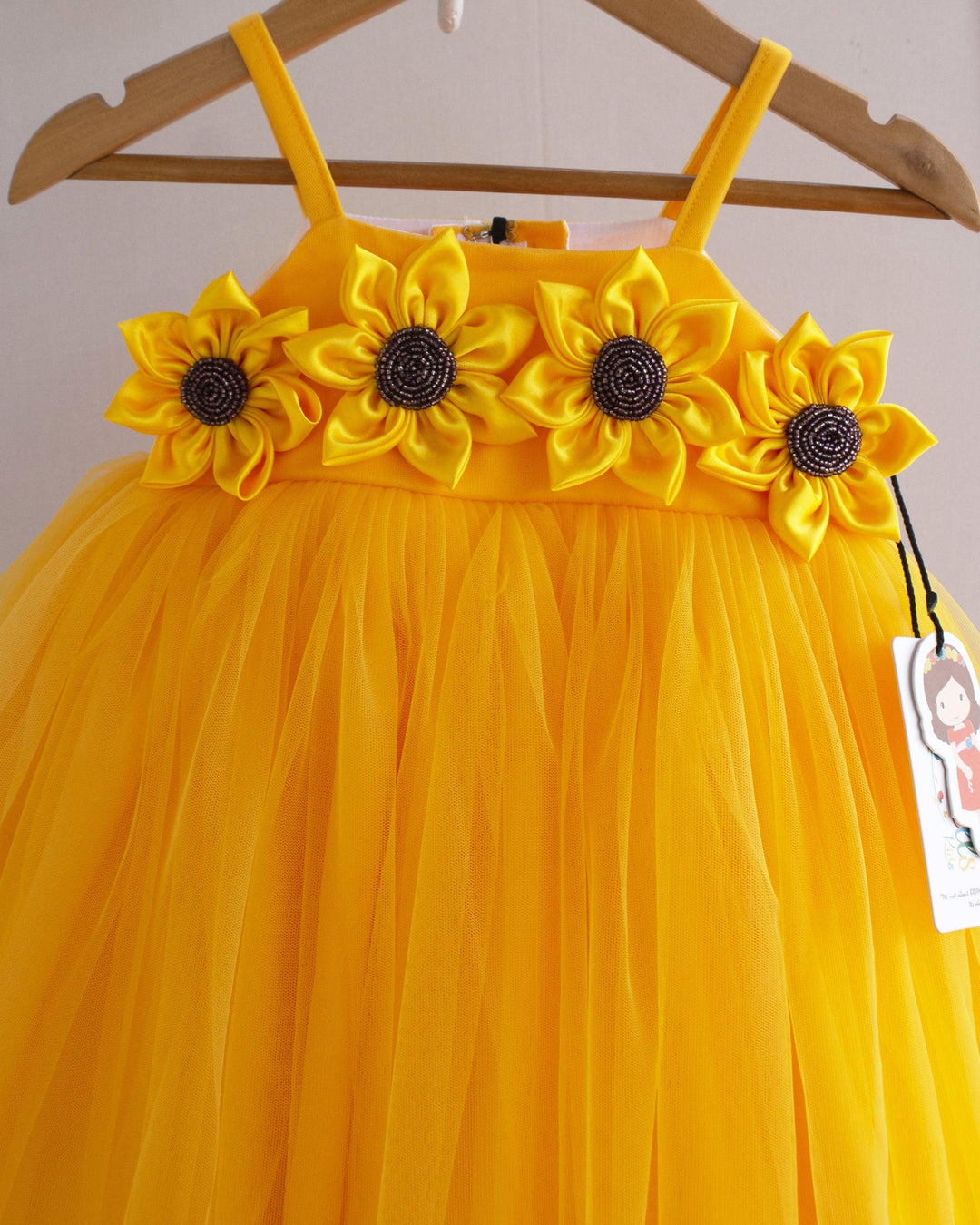 Sun Yellow Shade Shoulder Strap Pattern Sun Flower Theme Partywear Fro