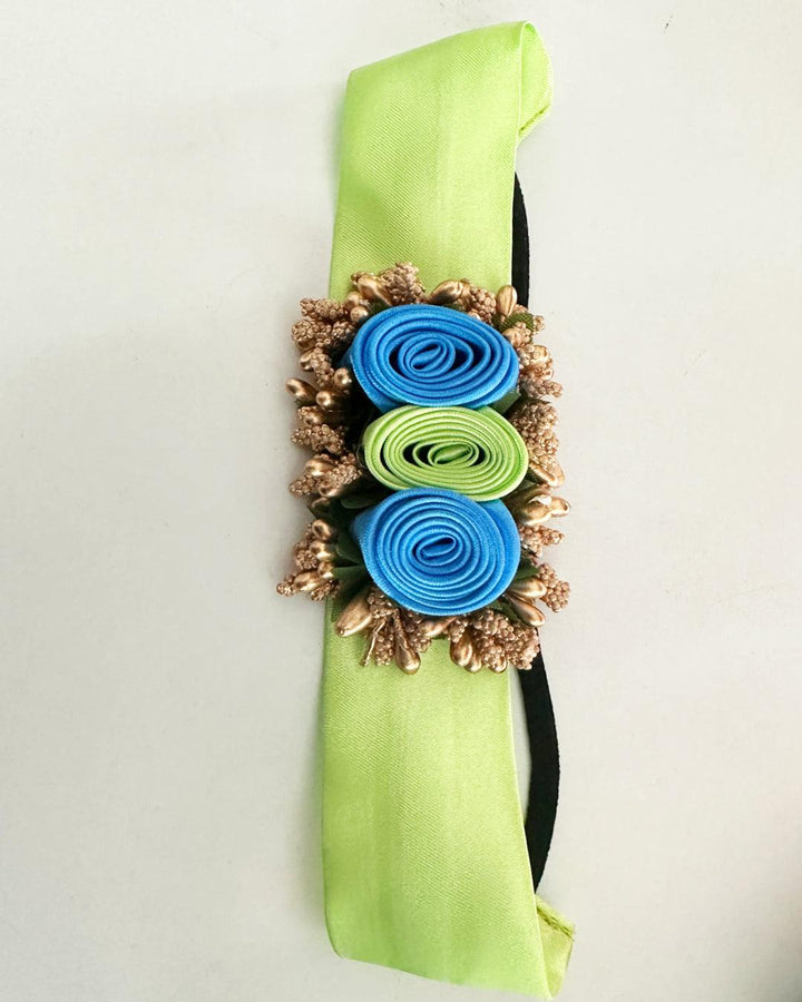 Pistagreen Skyblue Baby Girls Birthday Dress - Handwork Flower Party Frock