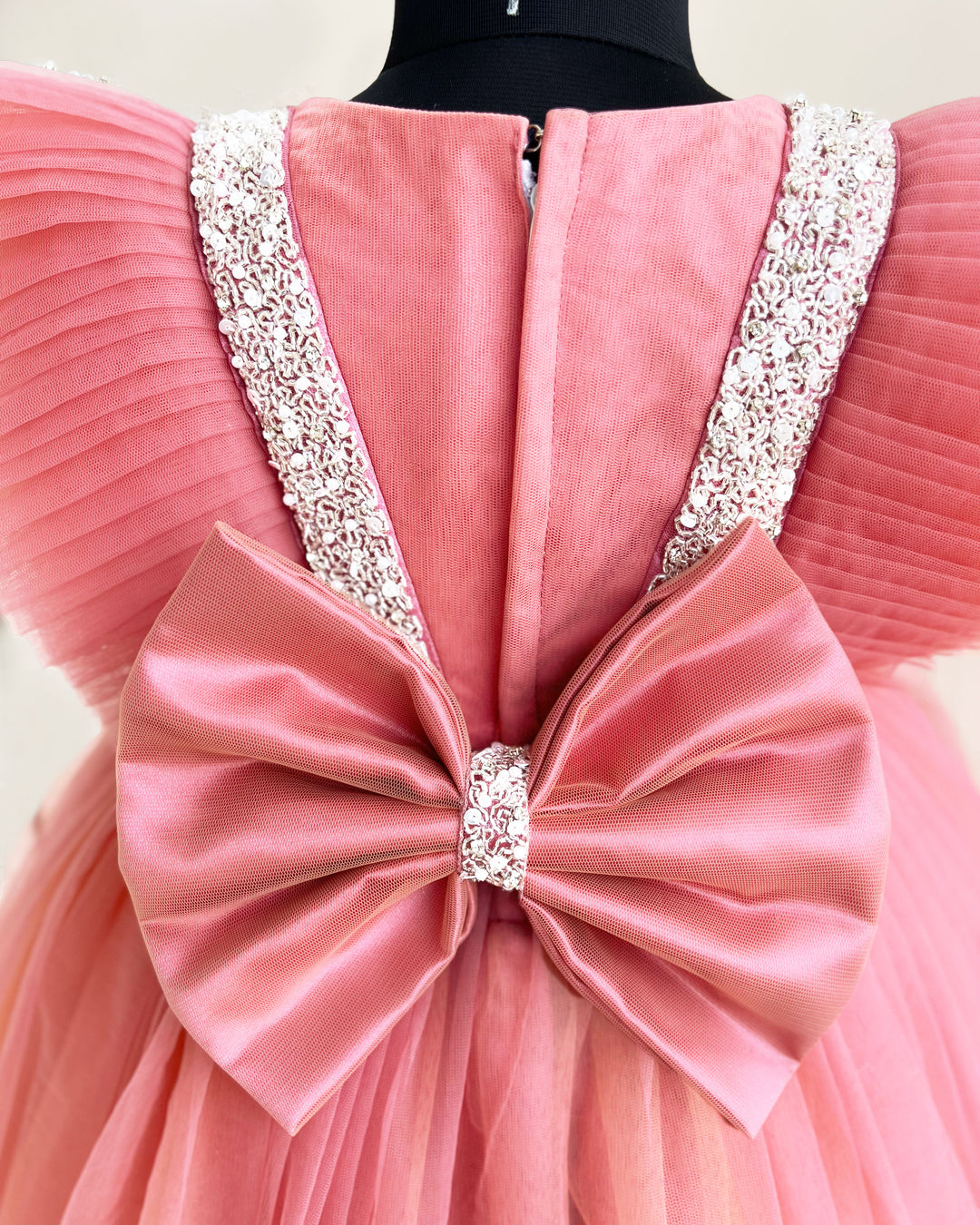 Blush & Coral shade premium Baby Girls Party Wear Birthday Frock-Sample