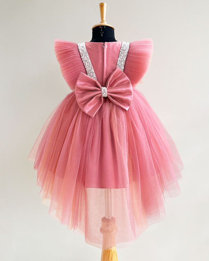 Blush & Coral shade premium Baby Girls Party Wear Birthday Frock-Sample