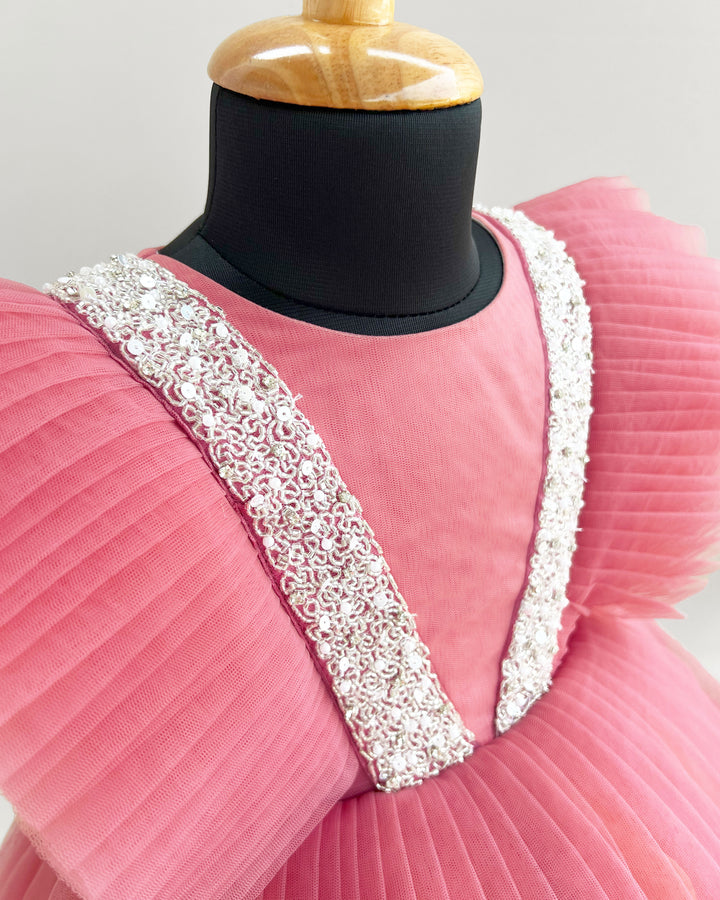 Elegant pastel frock for baby girl by Stanwells Kids