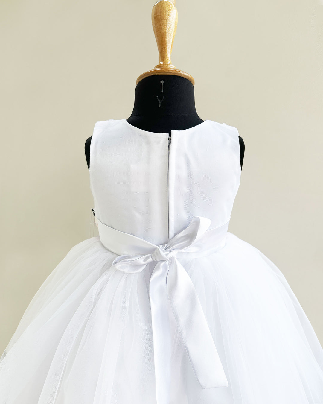 "Christmas special baby girls white pleated sleeveless birthday dress, handwork frock, party dress for girls, festive outfit for toddlers."