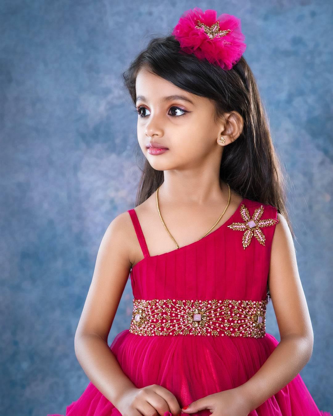 Ranypink Shade Baby Girls Birthday Dress - Pleated Ruffled Party Frock