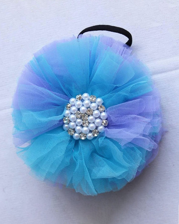 Lavender & Skyblue Combo Handwork Pleated Ruffles Birthday Frock