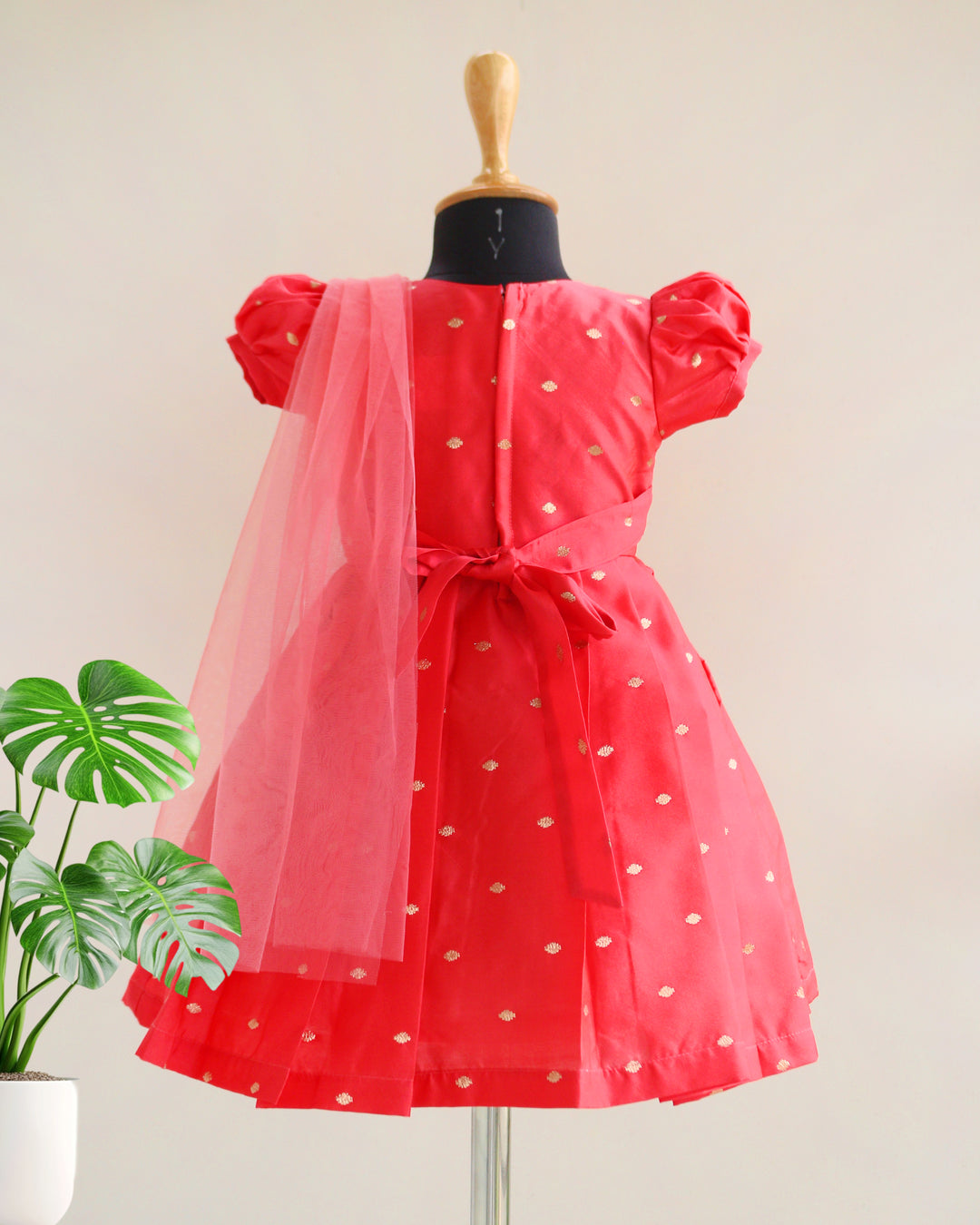 Peach Silk Butti Frock – Ethnic Partywear & Birthday Dress for Baby Girls by Stanwells Kids
