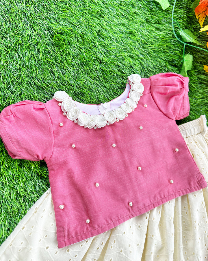 Pink cream ethnic lehenga choli for baby girls – Hakoba birthday dress