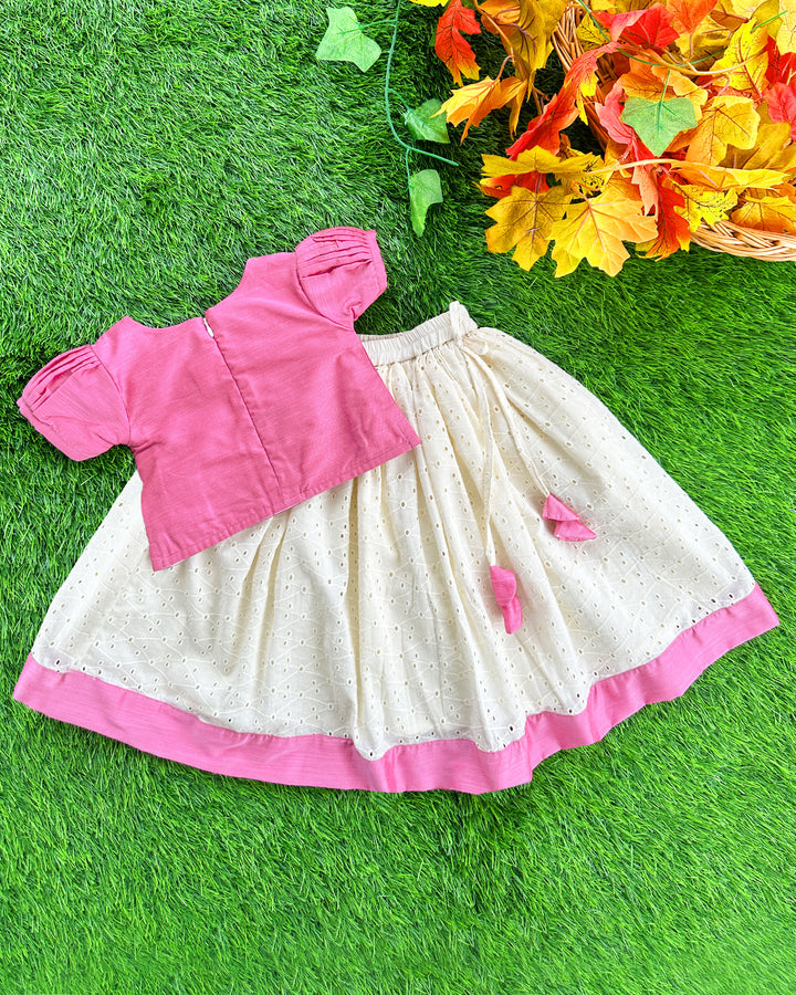 Pink cream ethnic lehenga choli for baby girls – Hakoba birthday dress
