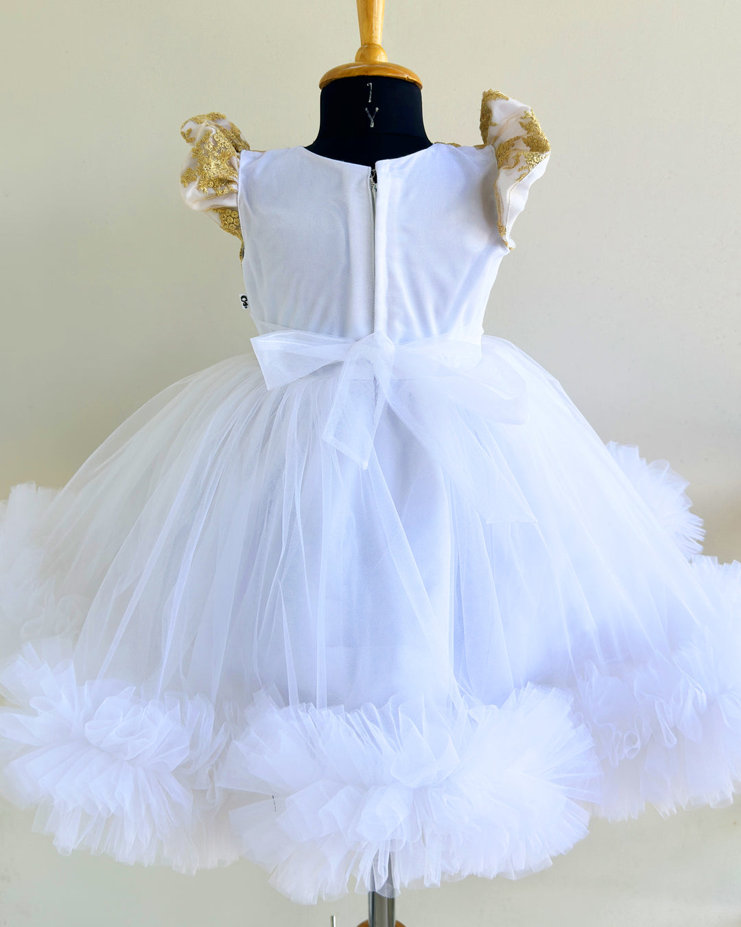 Pure White Princess Lace Frock, Baby Girls Birthday Dress, Designer Partywear Frock, Princess Dress for Baby Girl