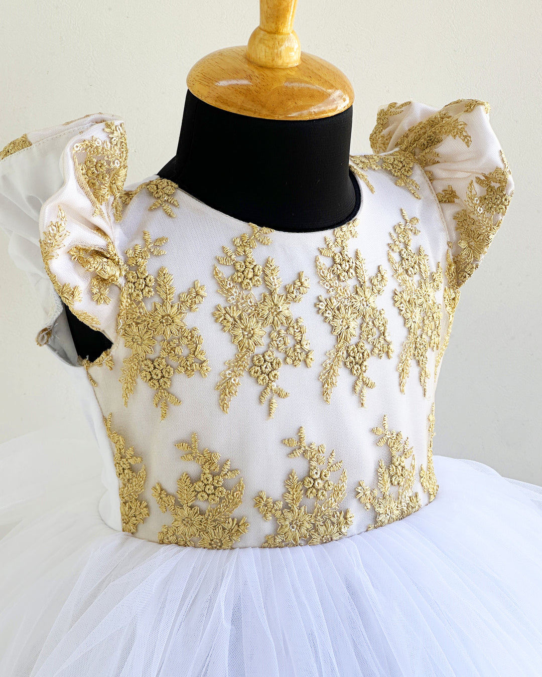 Pure White Princess Lace Frock, Baby Girls Birthday Dress, Designer Partywear Frock, Princess Dress for Baby Girl