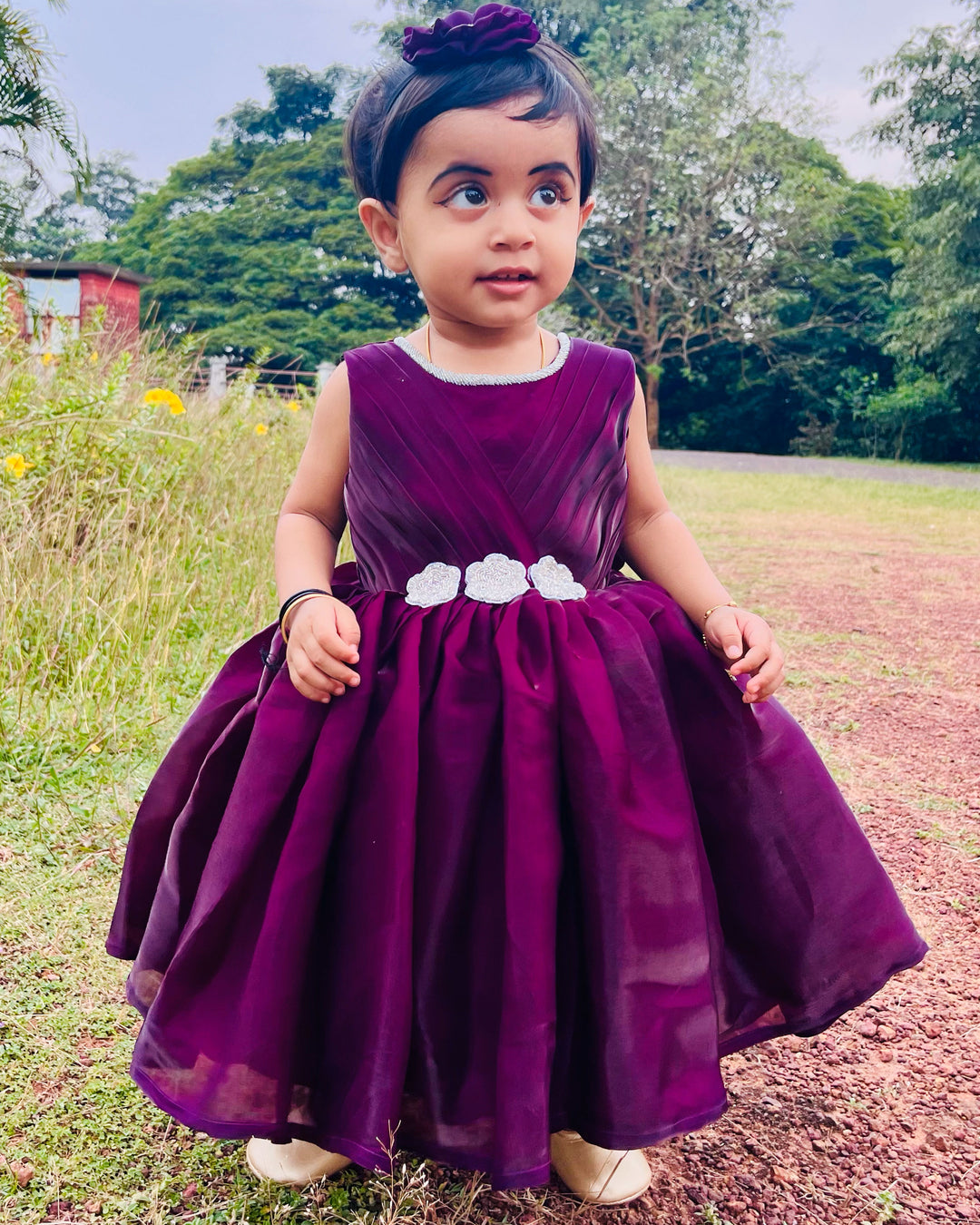 Purple Shade Sleeveless Party Wear Baby Girls Frock – Birthday Dress