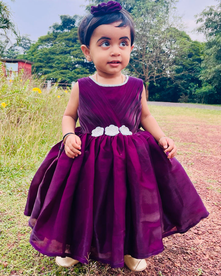 Purple Shade Sleeveless Party Wear Baby Girls Frock – Birthday Dress