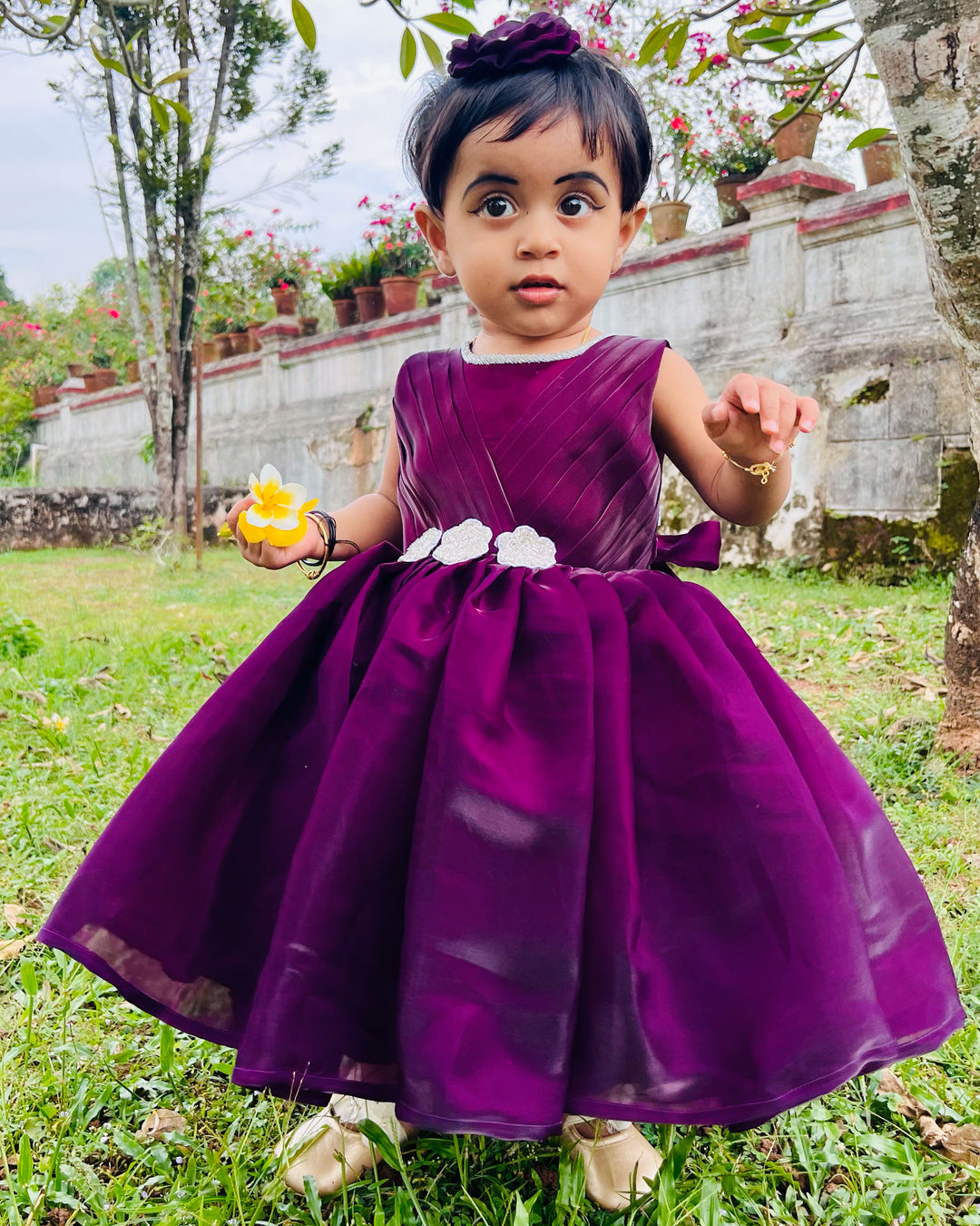 Purple Shade Sleeveless Party Wear Baby Girls Frock – Birthday Dress