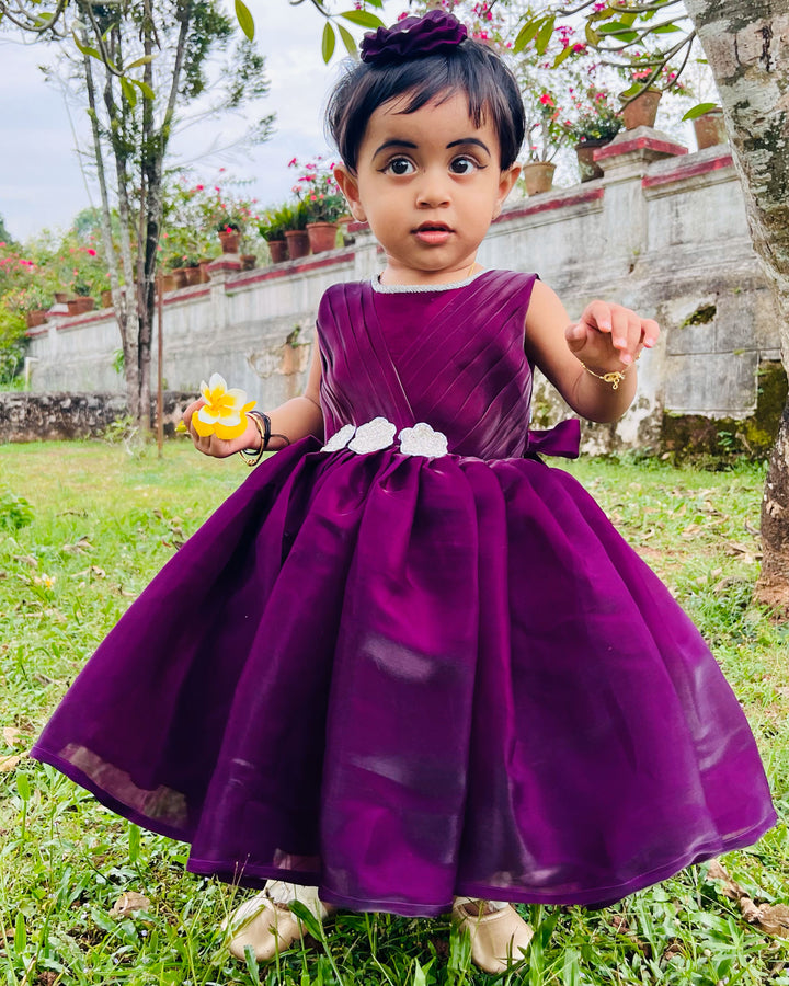 Purple Shade Sleeveless Party Wear Baby Girls Frock – Birthday Dress
