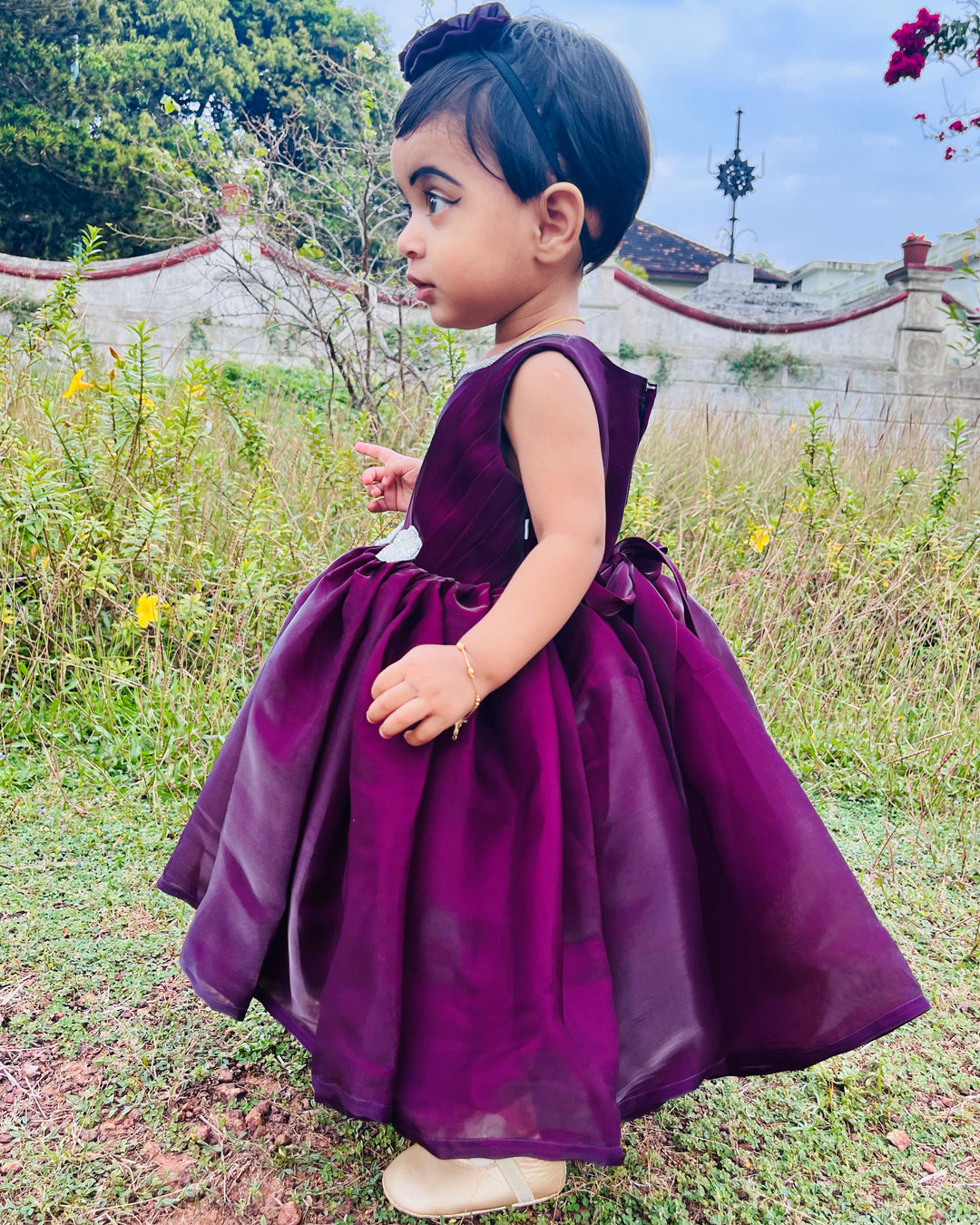 Purple Shade Sleeveless Party Wear Baby Girls Frock – Birthday Dress