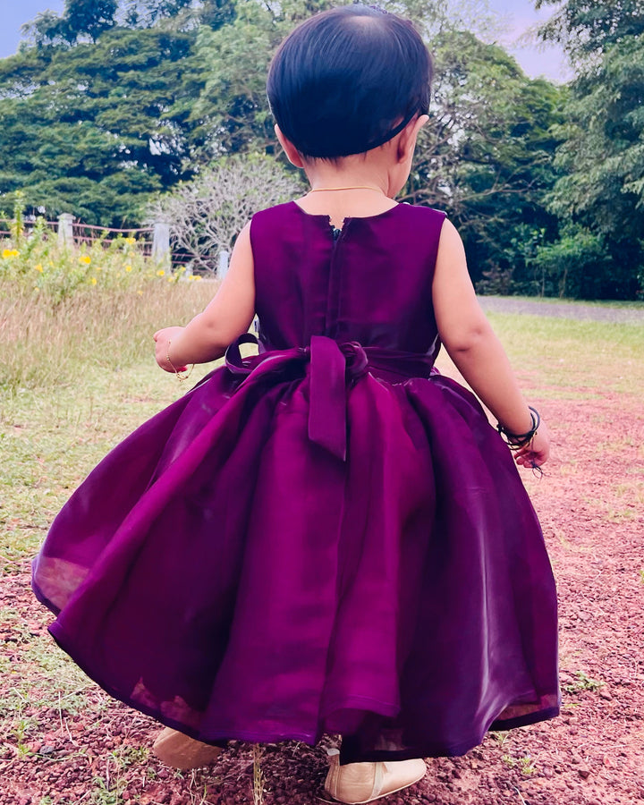 Purple Shade Sleeveless Party Wear Baby Girls Frock – Birthday Dress
