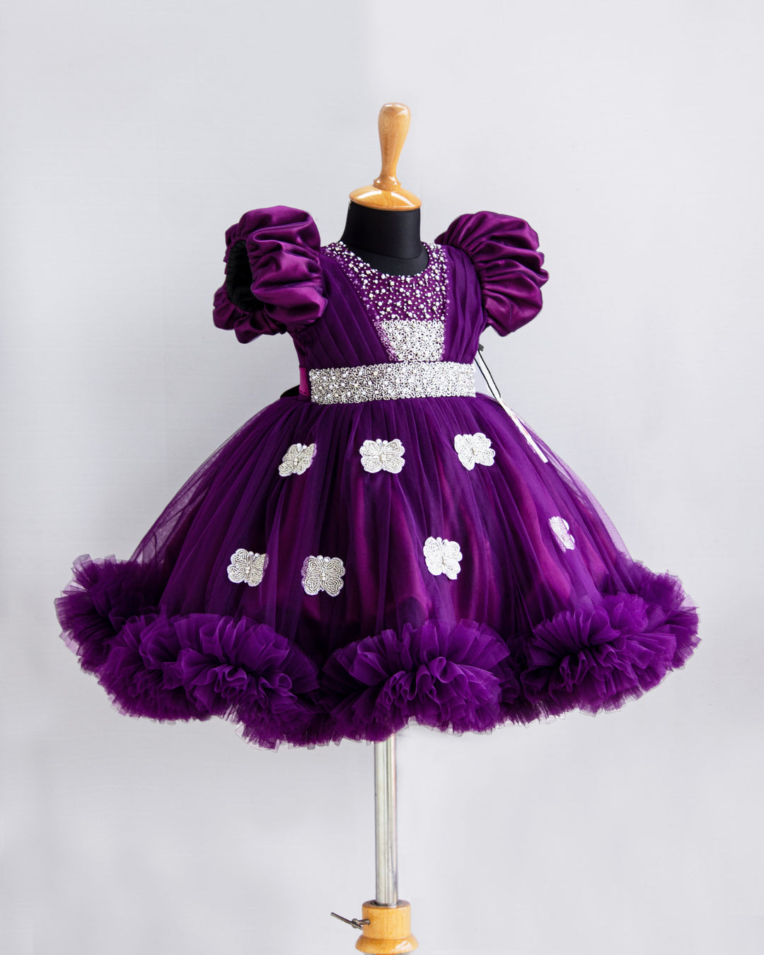 Heavy birthday partywear frock, 1 year birthday dresses online, partywear online india, best selling trending designs for kids, stanwells kids, handwork frocks, butterfly dresses for girls, buget buy kids dresses