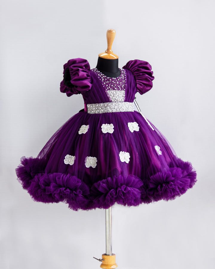 Heavy birthday partywear frock, 1 year birthday dresses online, partywear online india, best selling trending designs for kids, stanwells kids, handwork frocks, butterfly dresses for girls, buget buy kids dresses