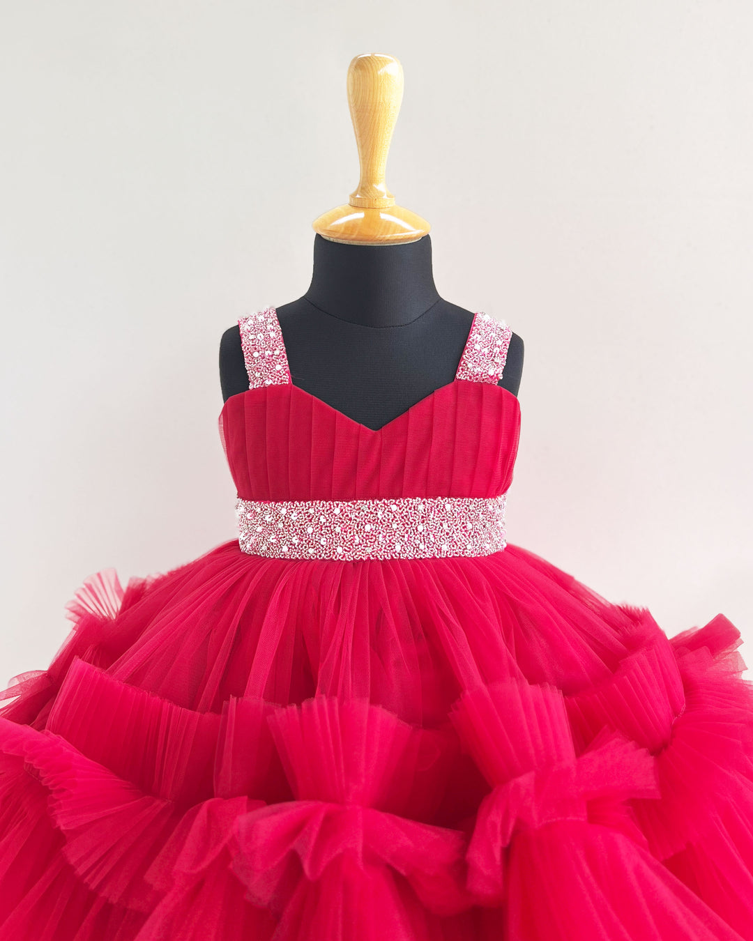 Rani Pink Baby Girls Birthday Dress, Handwork Party Wear Frock, Premium Kids Birthday Outfit, Baby Girl Party Dress