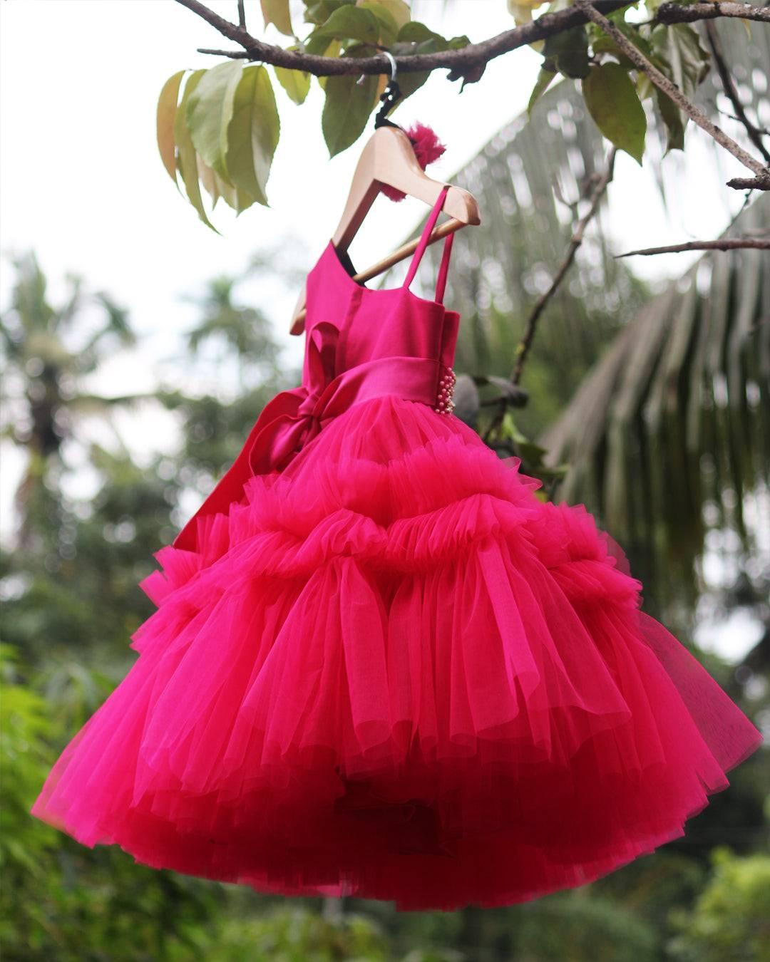 Ranypink Shade Baby Girls Birthday Dress - Pleated Ruffled Party Frock