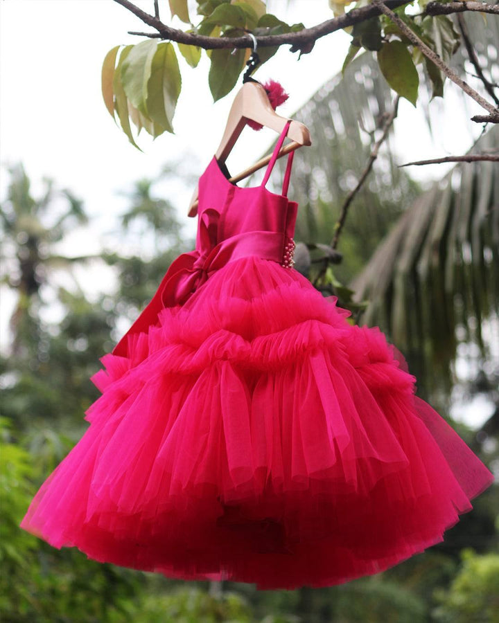 Ranypink Shade Baby Girls Birthday Dress - Pleated Ruffled Party Frock