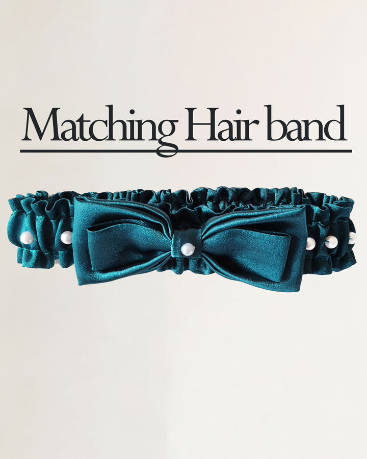 Teal Blue Pearl Handwork Cinderella Gown for Baby Girls, Birthday Dress