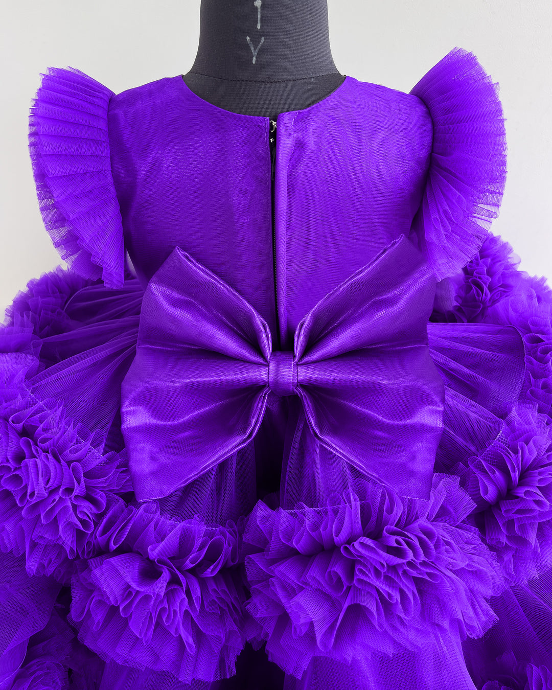 Violet shade baby girl birthday dress, 3 step ruffle frock, party wear dress for kids, violet handwork frock, designer baby birthday outfit