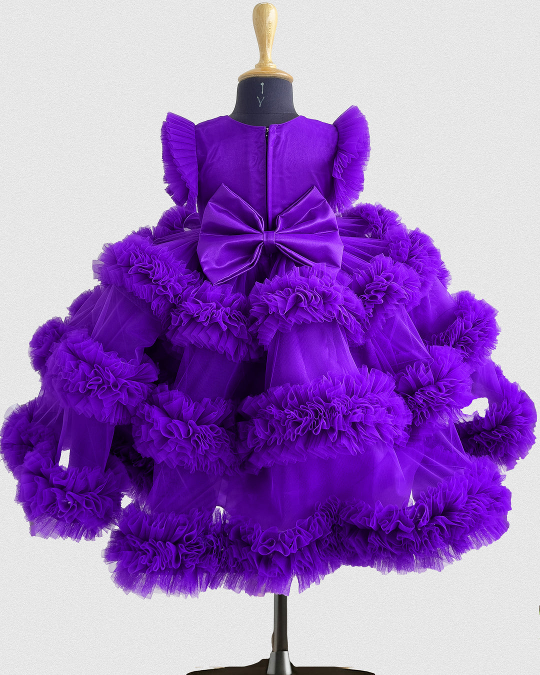 Violet shade baby girl birthday dress, 3 step ruffle frock, party wear dress for kids, violet handwork frock, designer baby birthday outfit