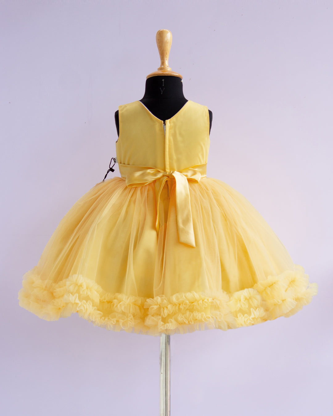 yellow partywear frock kids baby girls stanwells kids, pearl applique frock, butterfly designs for kids, birthday dresses for baby girls, 1st birthday dresses