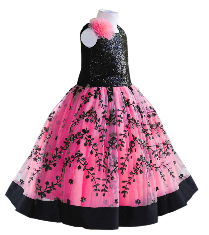 Peach and Black Combo Sequins Embroidery Lehenga Choli