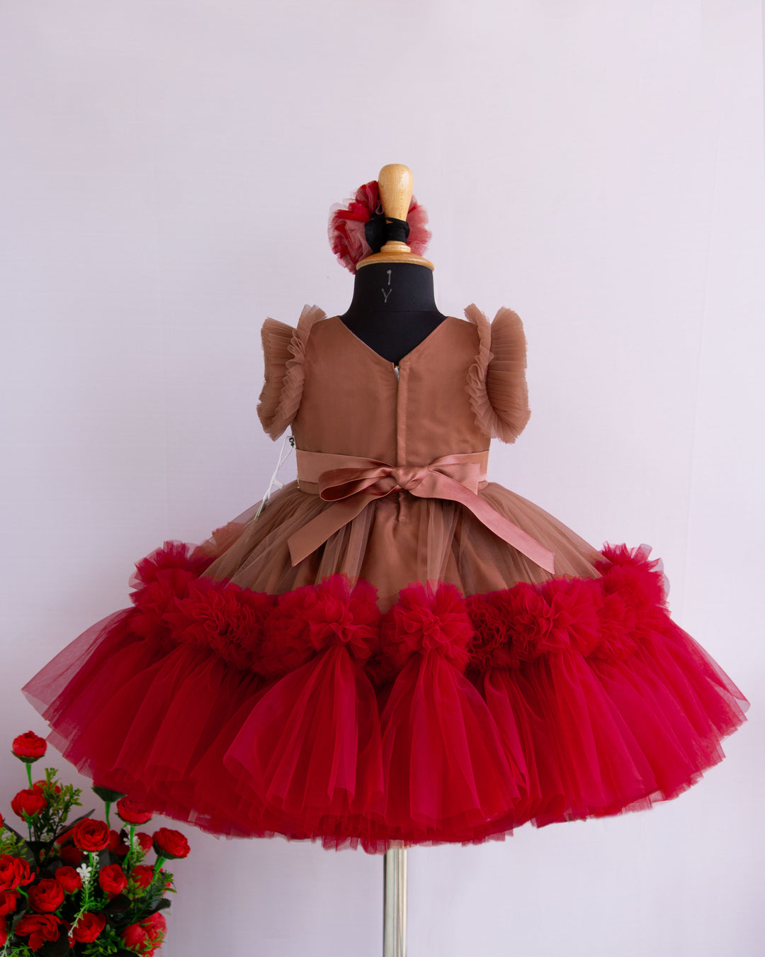 coffee light chocolate shade baby girls partywear birthday frocks stanwells kids handwork dresses