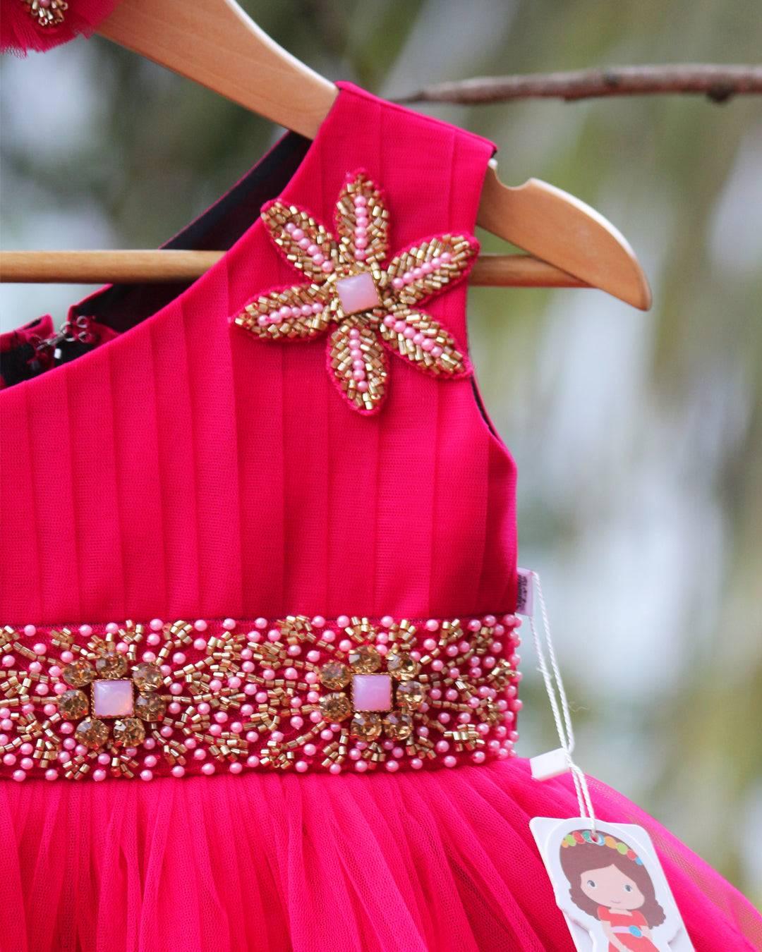 Ranypink Shade Baby Girls Birthday Dress - Pleated Ruffled Party Frock