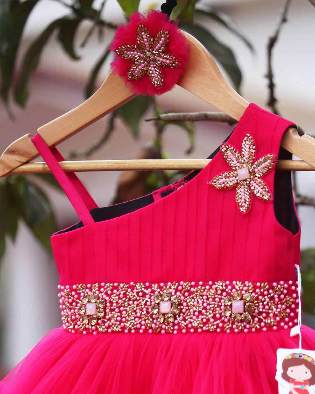 Ranypink Shade Baby Girls Birthday Dress - Pleated Ruffled Party Frock