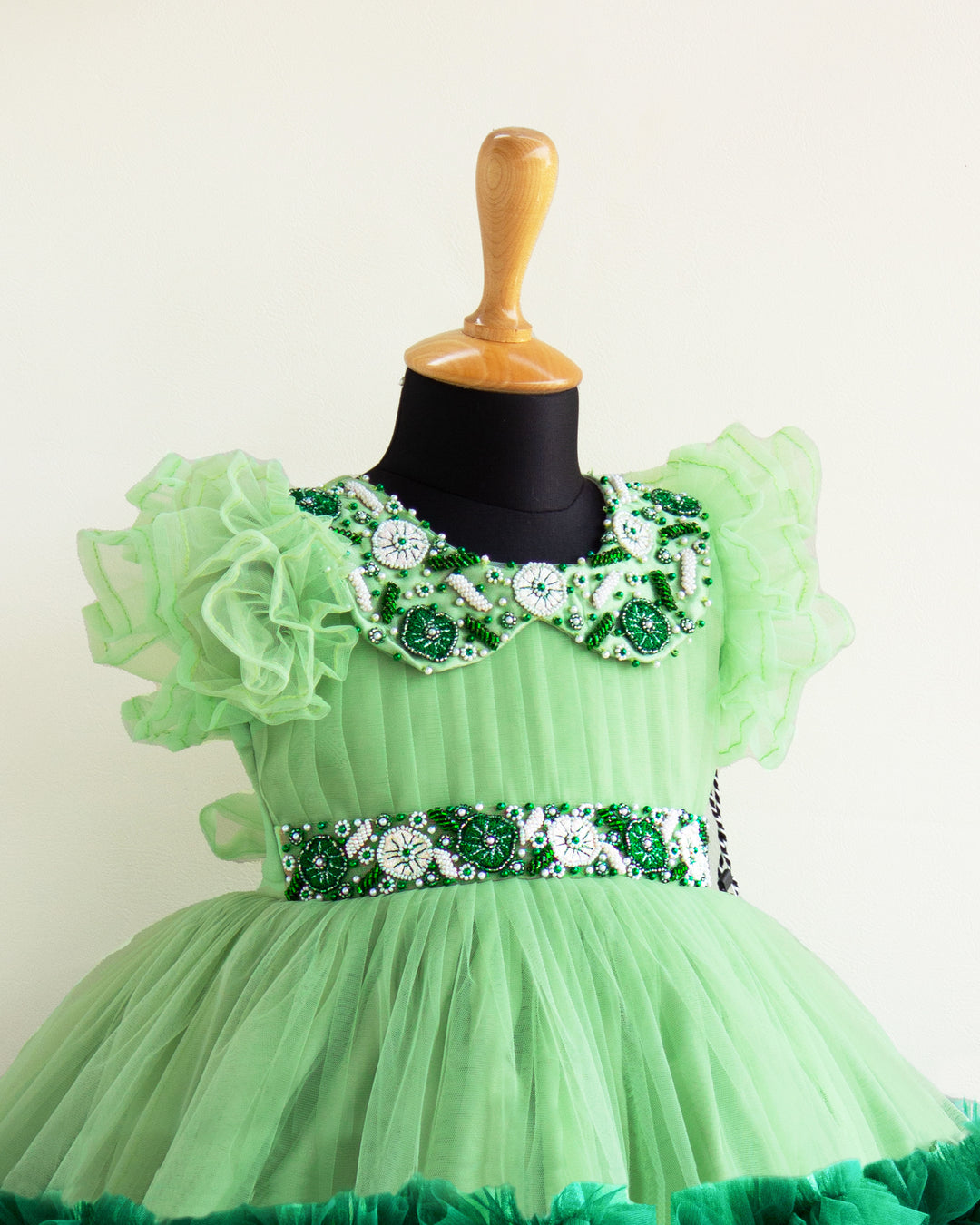 green frock for baby girls | stanwells kids | partywear kids dresses online | premium frocks kids | handwork dresses girls | infant party frocks online | pastel green frocks | bottle green frocks