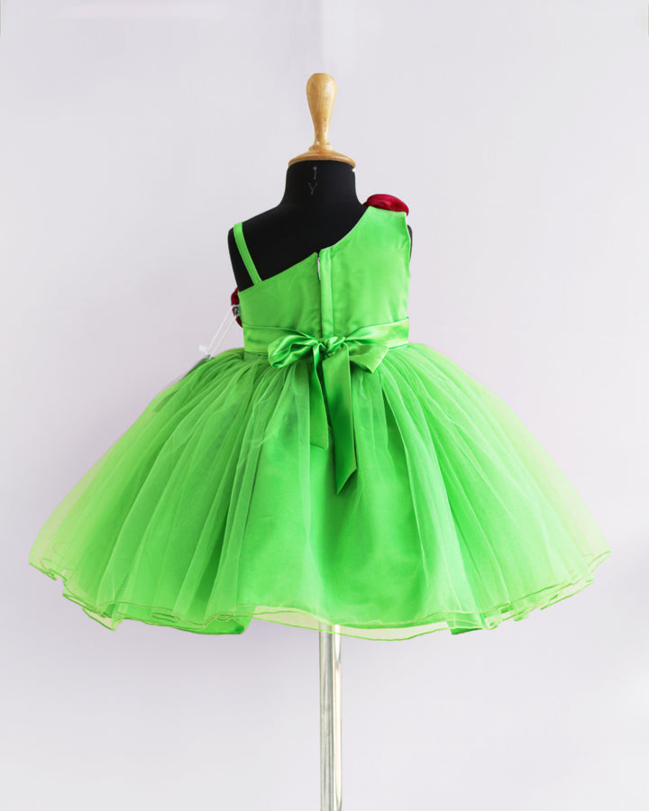 greenfrocks | girls partywear dreses | infants partywear dresses | dresses for kids online buy | stanwells kids | pink flower frock | strap sleeve frocks | birthday dresses | 1 year birthday | parrot green | neon green |