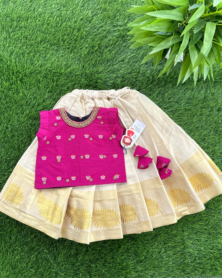 stanwells kids, pink dresses or kids, lehenga choli for kids, onam collections for baby girls, ethnic dressesf for kids, nakshatra kids