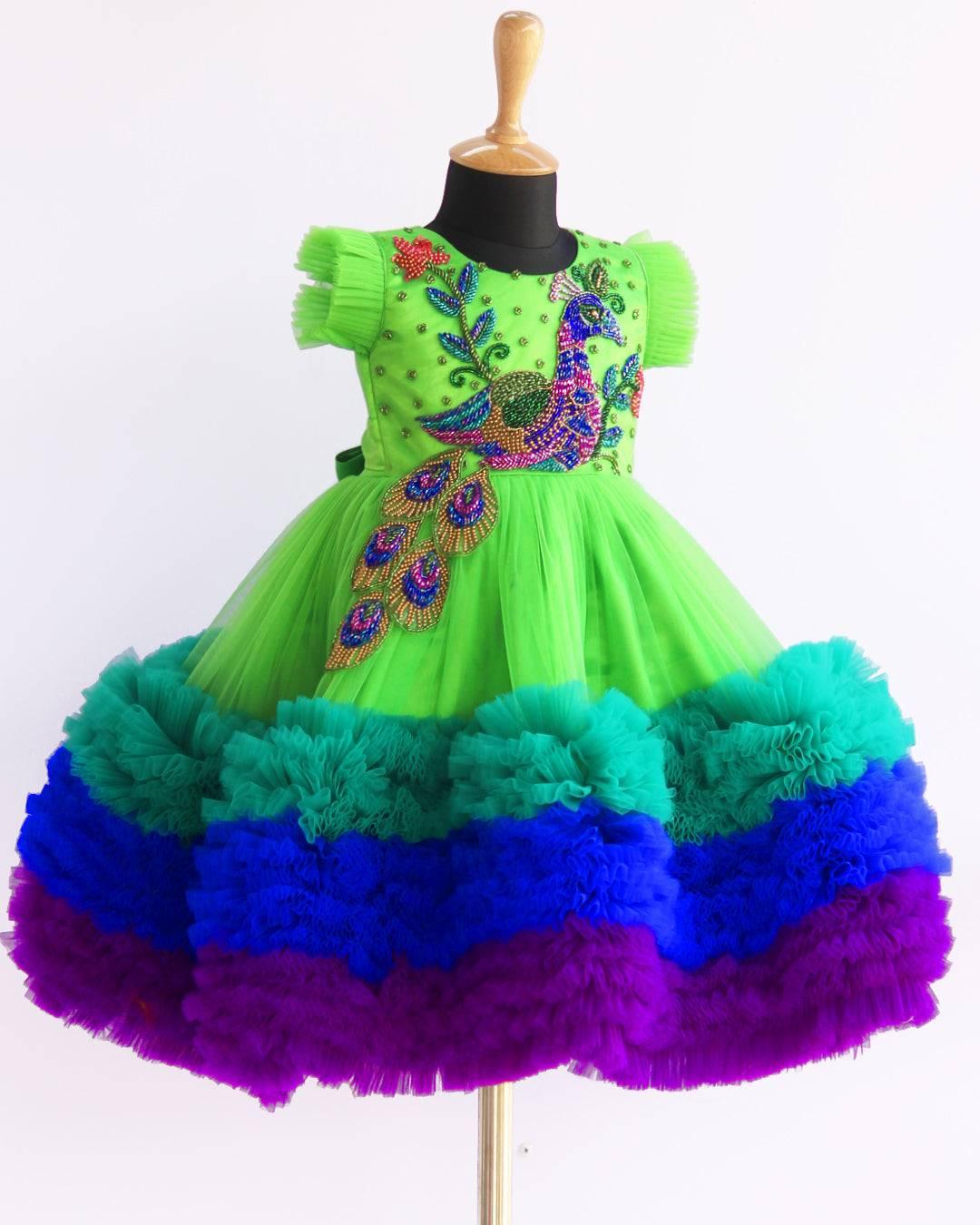 Parrot Green  Peacock Theme  Frock