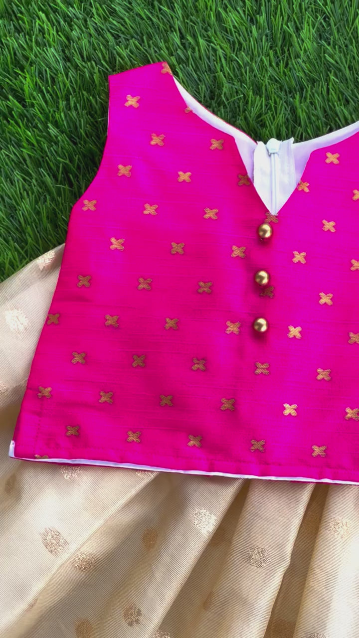 Light Golden & Magenta Combo Tissue Lehenga Choli