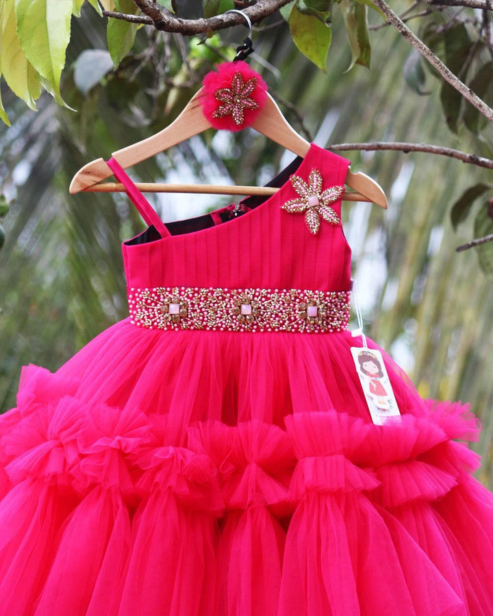 Ranypink Shade Baby Girls Birthday Dress - Pleated Ruffled Party Frock