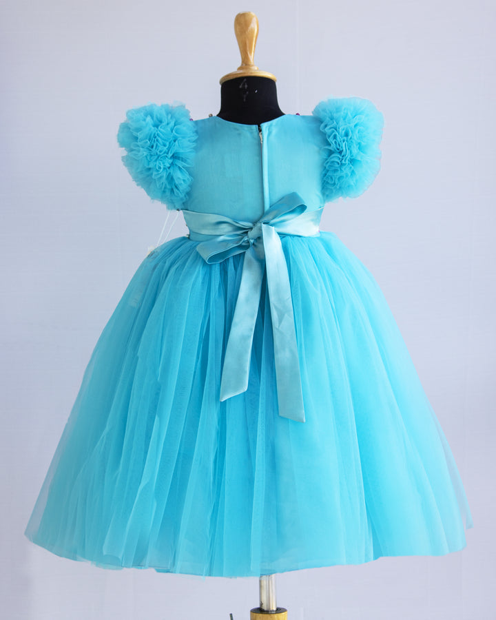sky blue baby girls full length handwork gowns