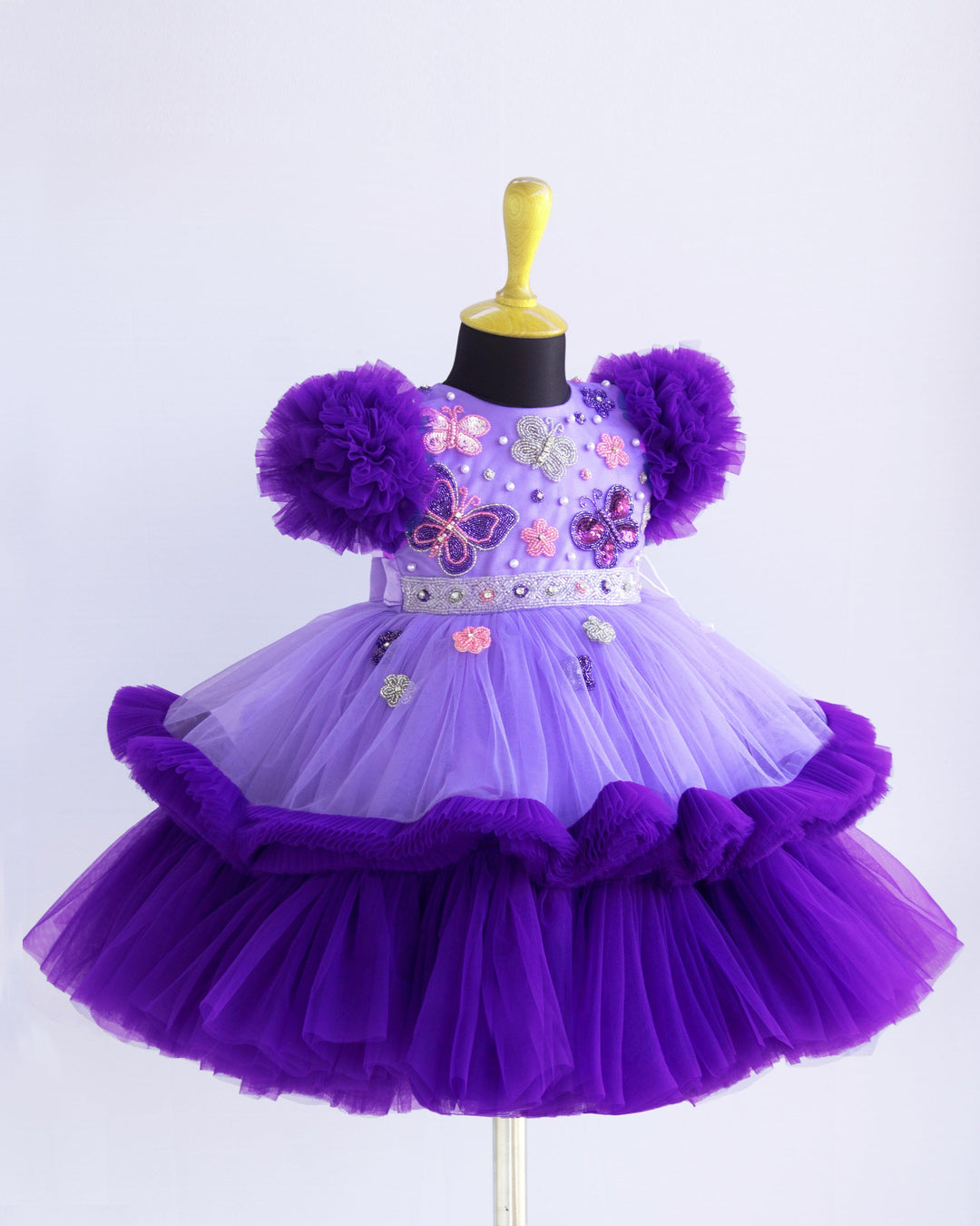 Lavender & Violet Combo Handwork Butterfly theme Partywear Birthday Fr