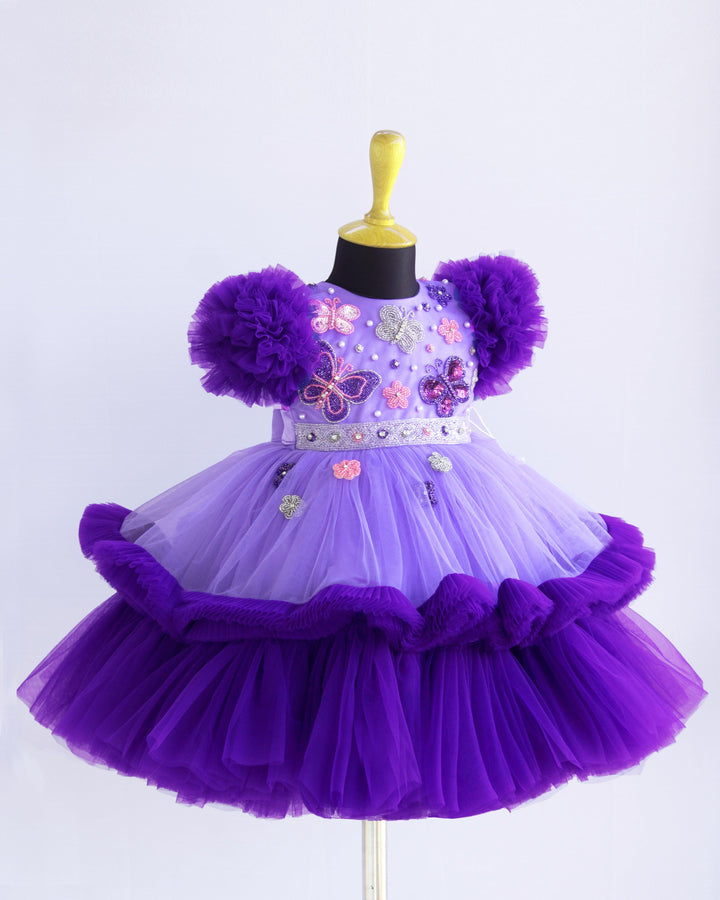 Lavender & Violet Combo Handwork Butterfly theme Partywear Birthday Fr