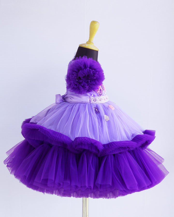 Lavender & Violet Combo Handwork Butterfly theme Partywear Birthday Fr