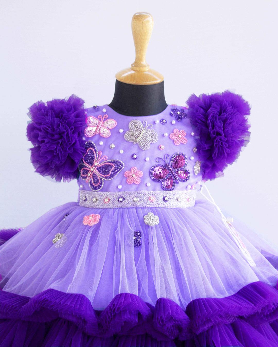 Lavender & Violet Combo Handwork Butterfly theme Partywear Birthday Fr