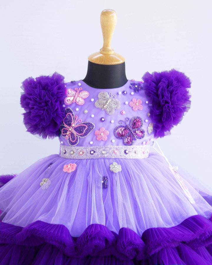 Lavender & Violet Combo Handwork Butterfly theme Partywear Birthday Fr