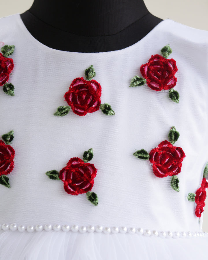 white frocks | baptism girls dresses | floral frock for girls | stanwells kids | embroidery frock | rose designs | red rose dresses | premium partywear dresses