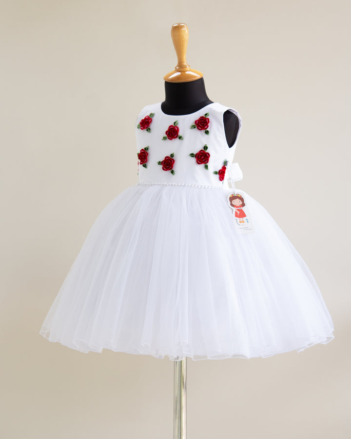 white frocks | baptism girls dresses | floral frock for girls | stanwells kids | embroidery frock | rose designs | red rose dresses | premium partywear dresses