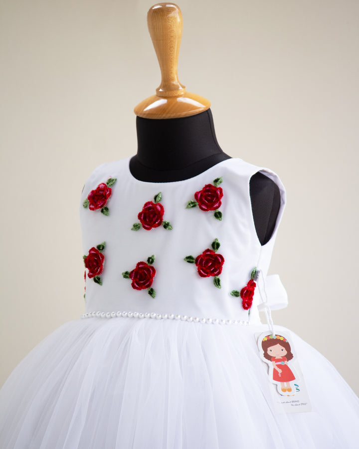 white frocks | baptism girls dresses | floral frock for girls | stanwells kids | embroidery frock | rose designs | red rose dresses | premium partywear dresses