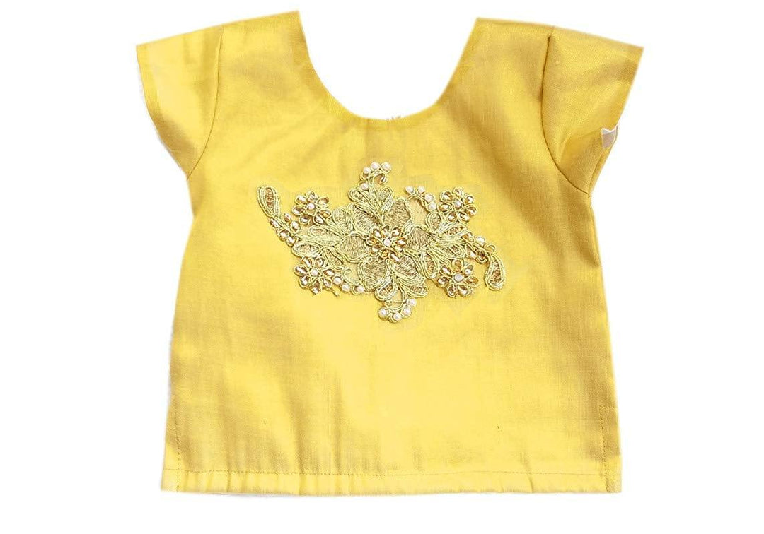 Orange & Gold Girl's Net Readymade Lehenga Choli