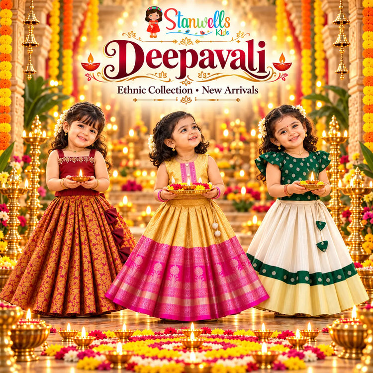 Peach violet festive lehenga choli for baby girl - Stanwells Kids Diwali 2026 collection